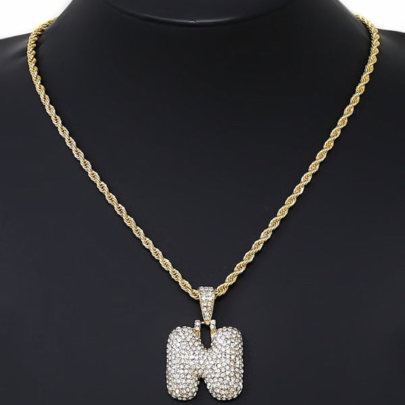☃️BOGO50%☃️🆕✨GOLD M✨BUBBLE LETTER INITIAL NECKLACE - Picture 15 of 16
